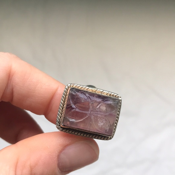 Vintage Rainbow fluorite 925 sterling silver ring - Picture 7 of 8